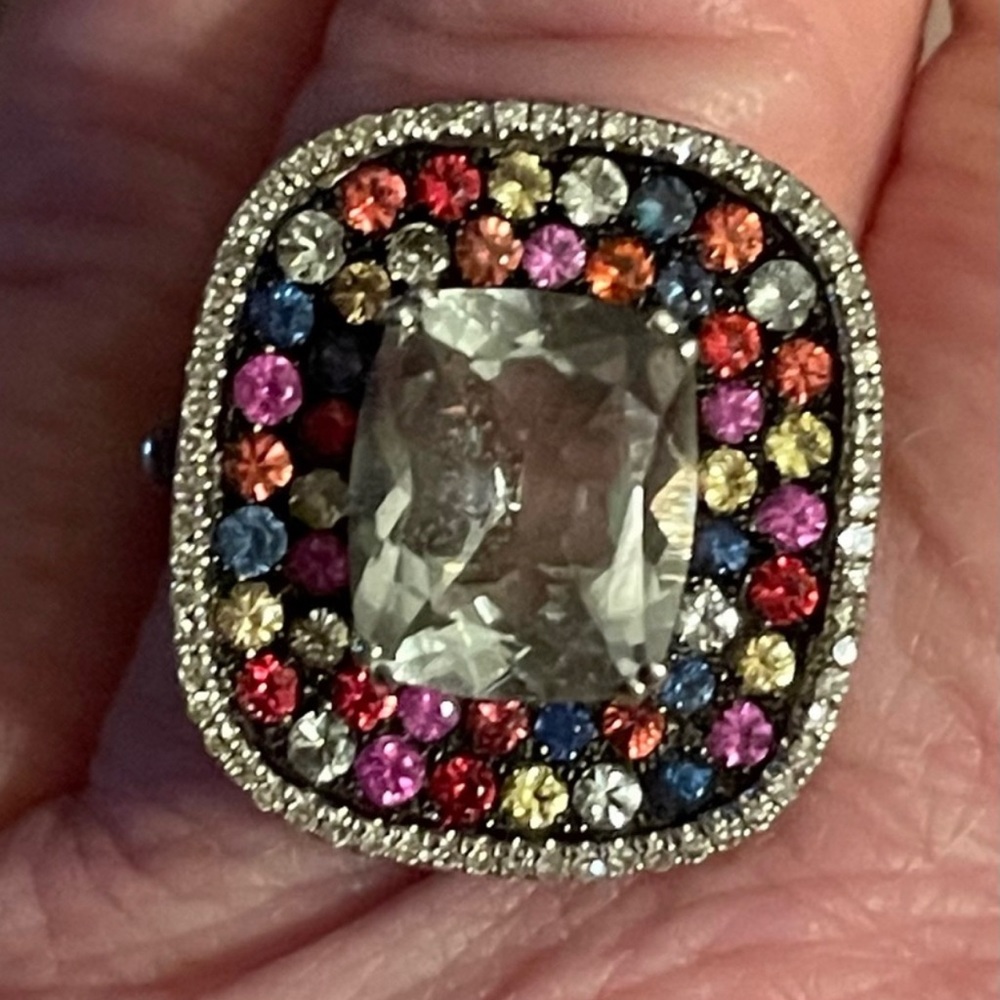Rarities by Carol Brodie Prasiolite & multi colored sapphire’s “Candy” ring